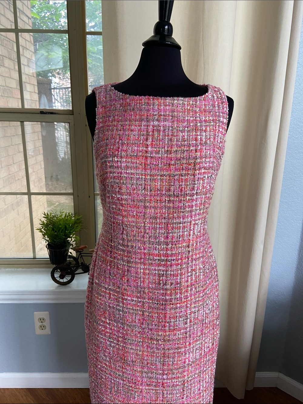 Preston & York Pink Multi-Color Tweed Midi Sheath Dress - Picture 2 of 5